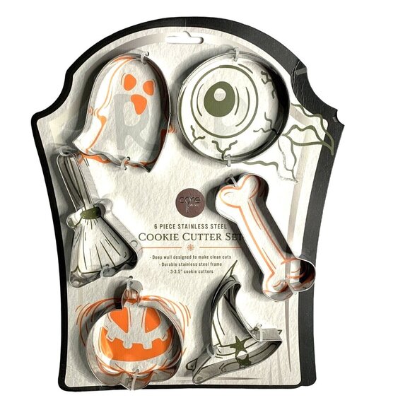Core Kitchen Cookie Cutter Set Halloween 6 Piece Stainless Steel Pumpkin Ghost - Picture 1 of 4